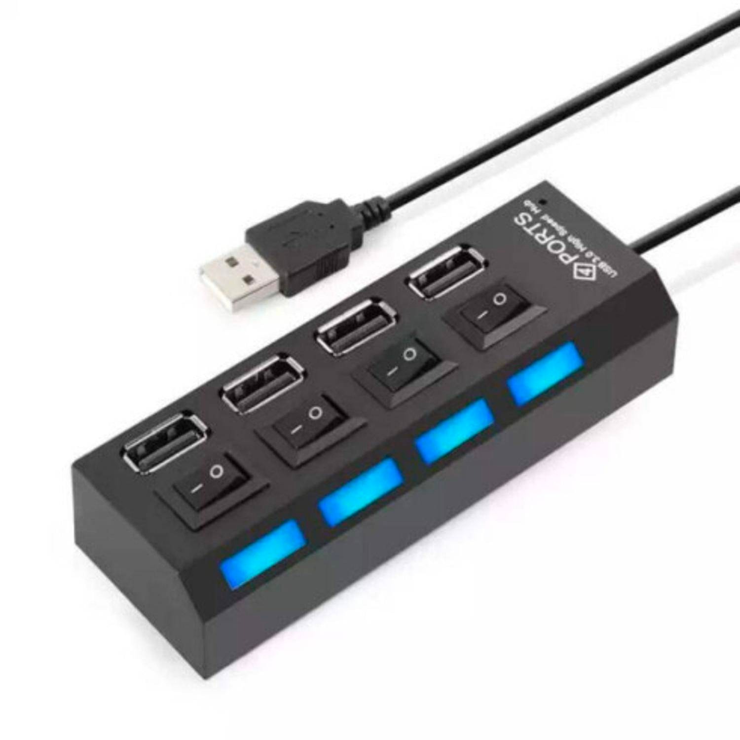 Hub 4 puertos multi usb 2.0 indicador luz