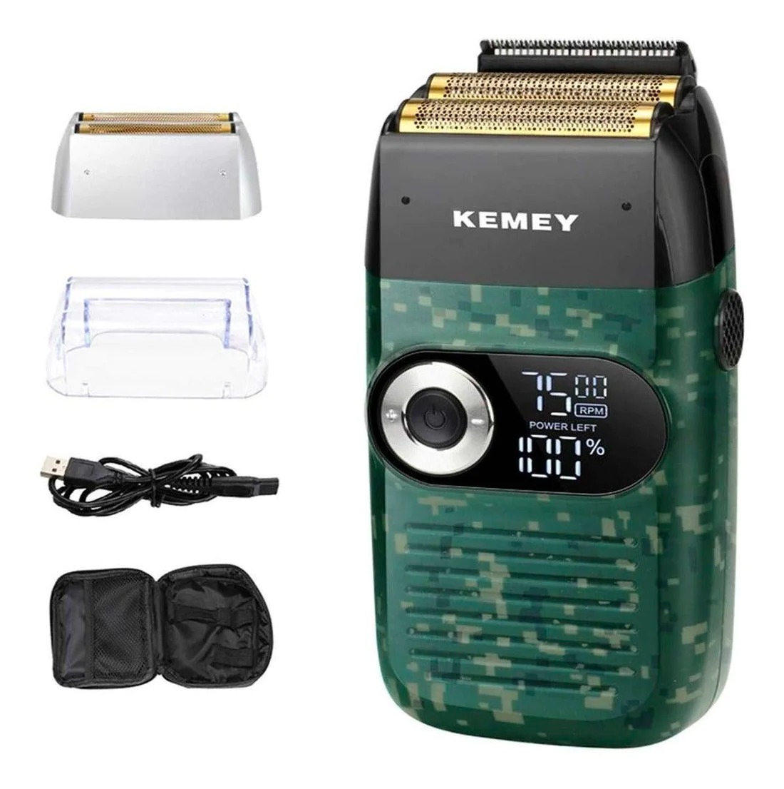 Máquina Rasuradora Shaver Recargable Kemei Km-2027 Camuflaje