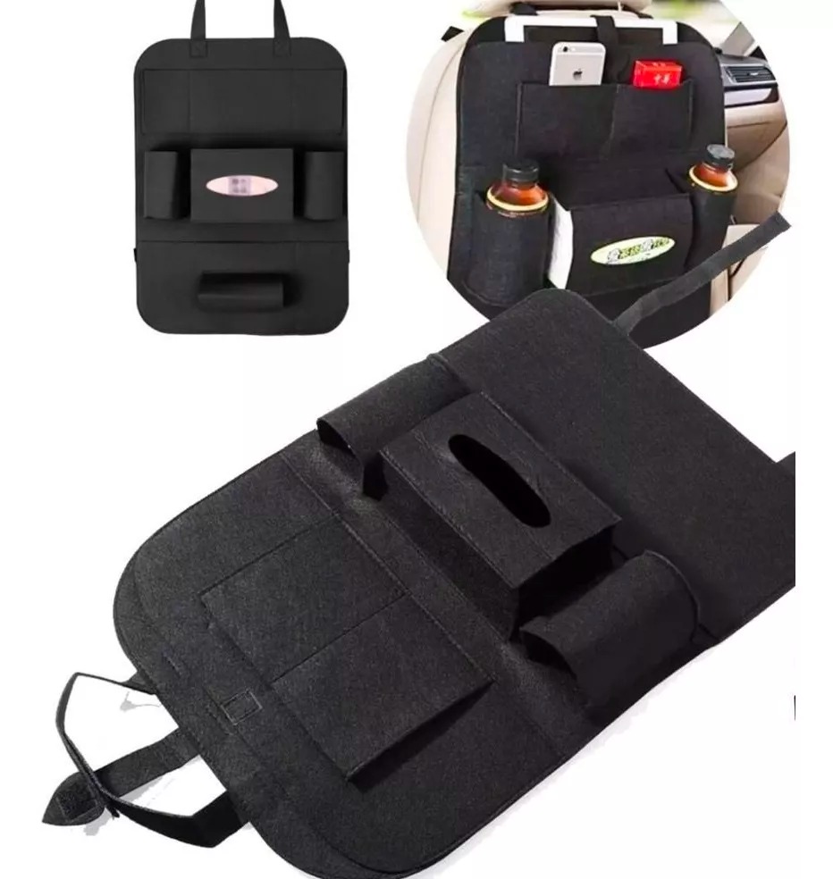 pack  Organizador Para Respaldo Asiento Trasero De Auto Color Negro