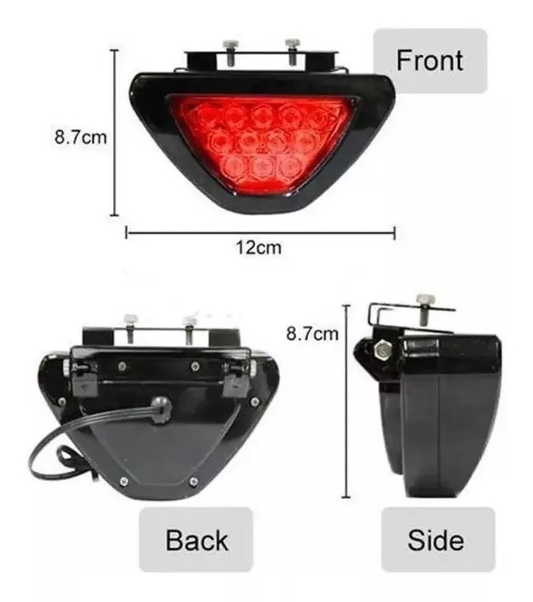 Luz De Freno Auxiliar Tercer Triangular Led Roja 12v