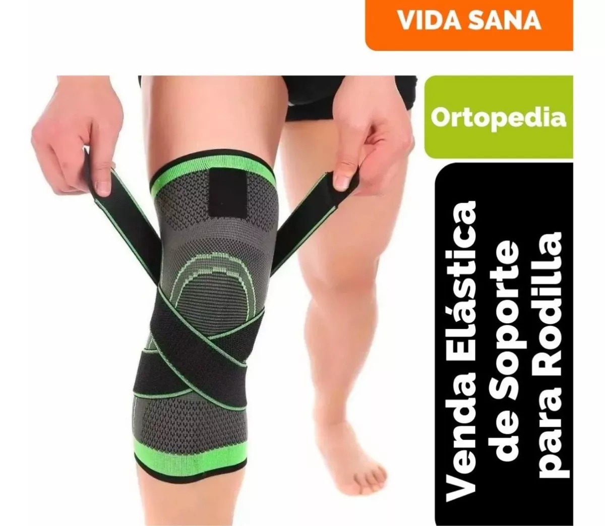 Venda Elástica Ajustable De Soporte Para Rodilla Con Velcro