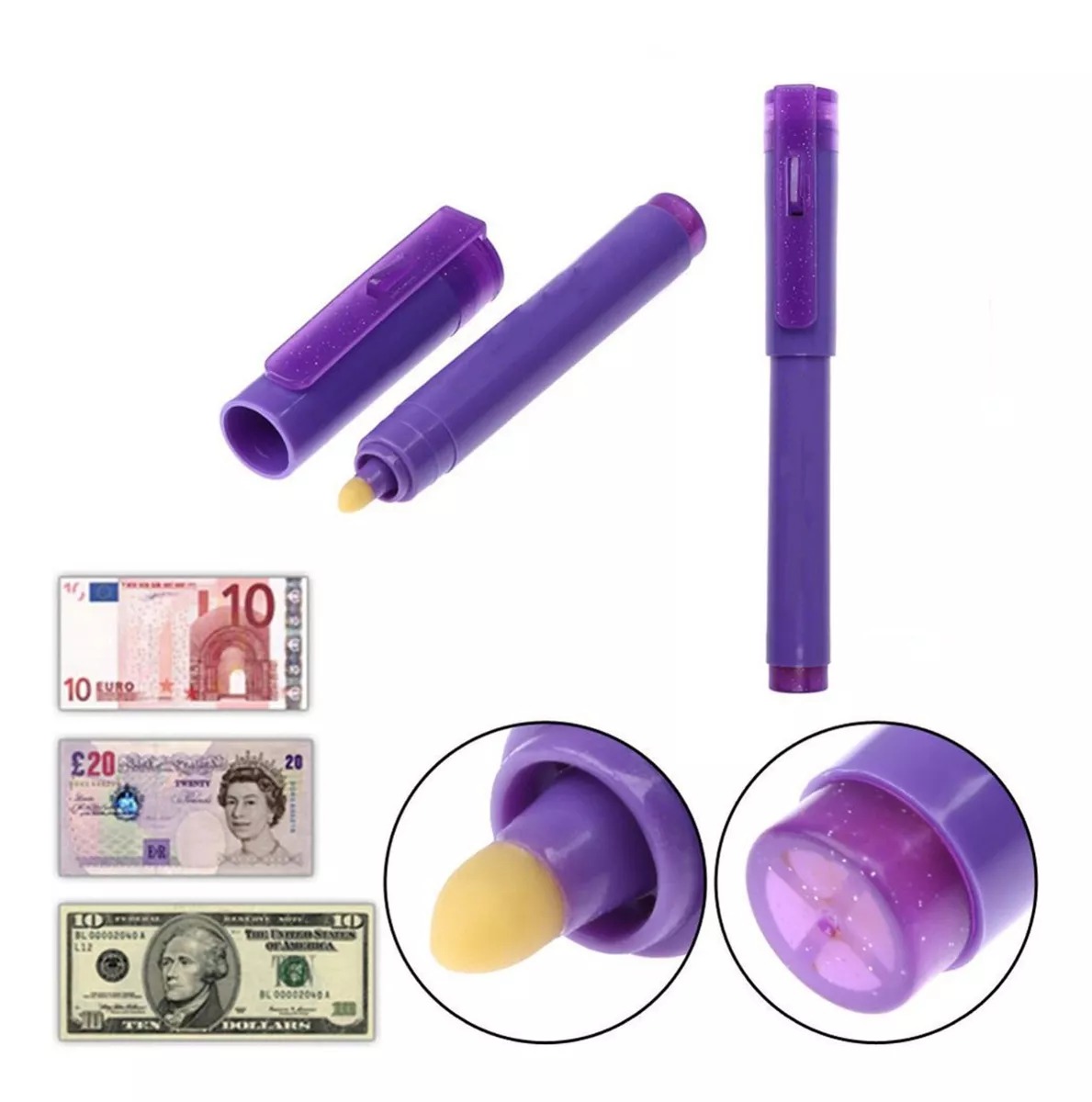 Lapiz Detector De Billetes Falsos, Con Luz Ultra Violeta