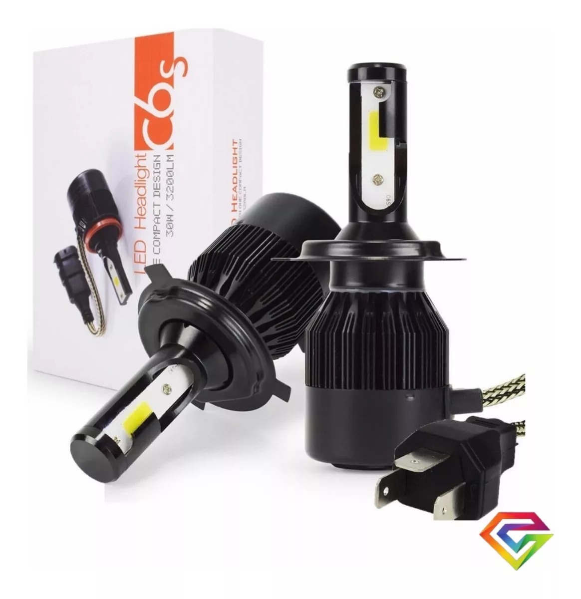 Kit Turbo Led Luces C6s H4 Alta Y Baja Auto