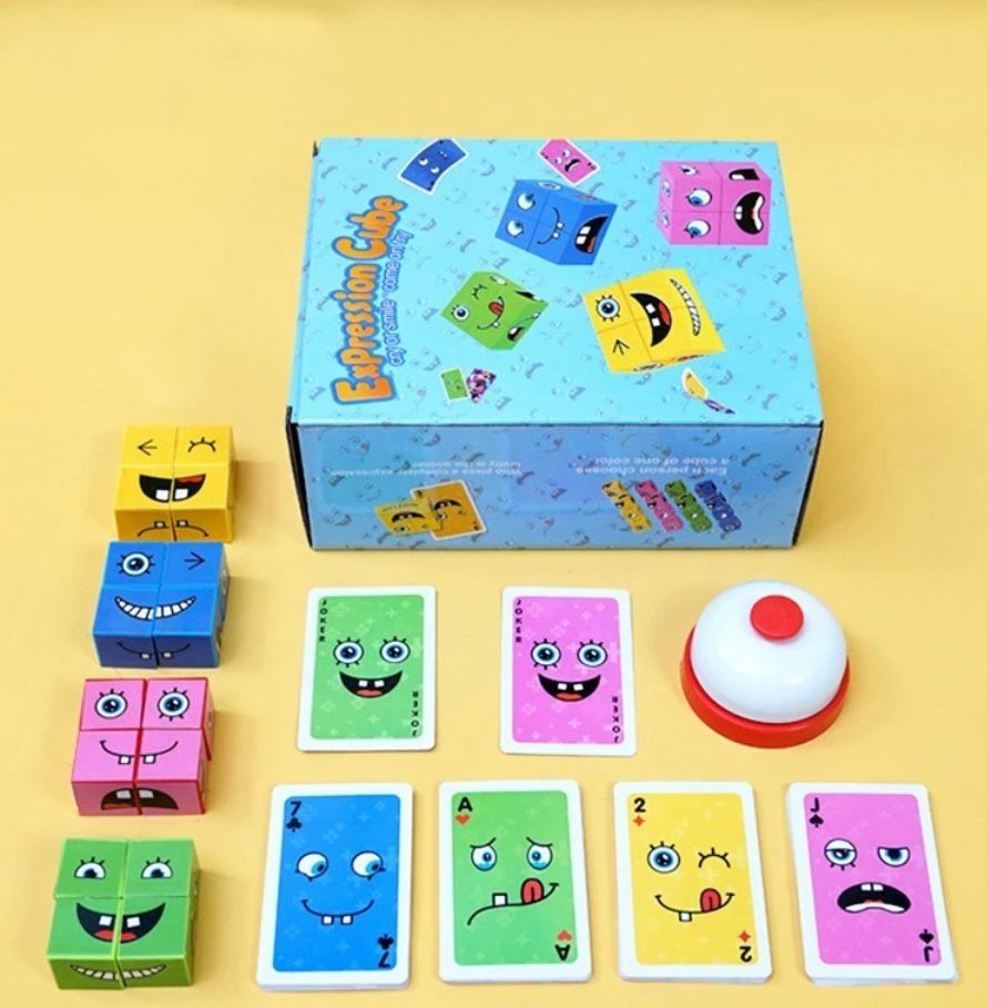 Juego De Puzzle Cubos Didáctico Expresiones Y Emociones.