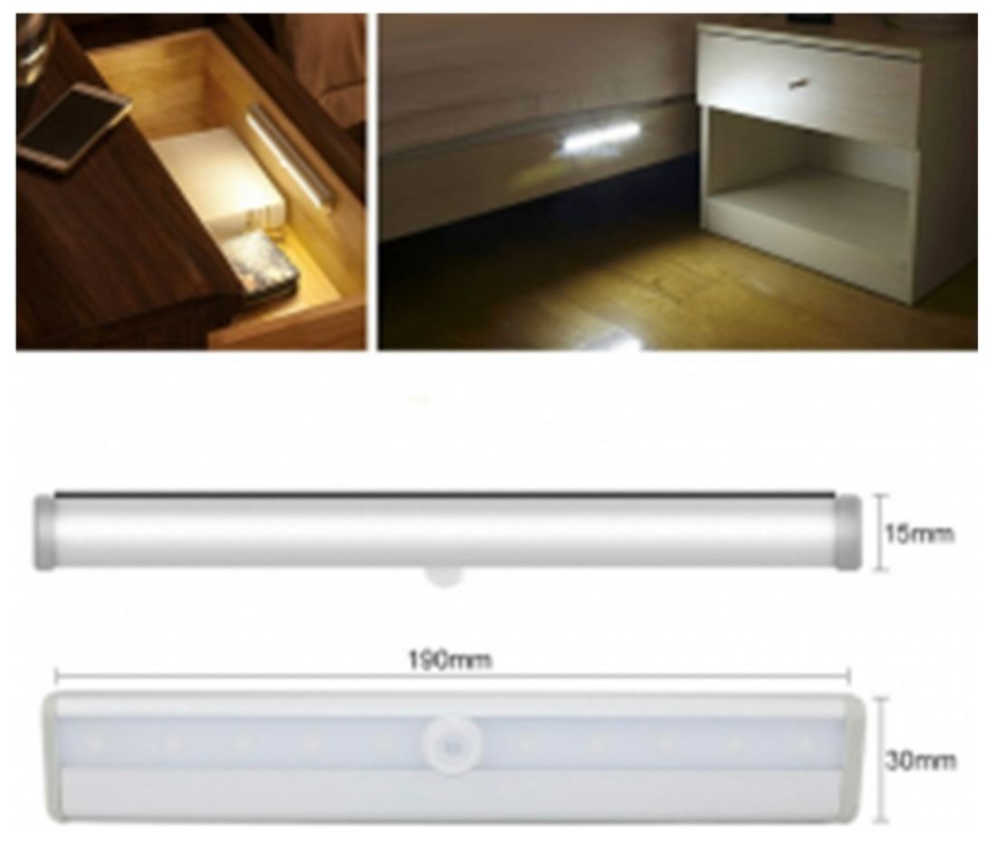 Luz Barra Led Con Sensor Movimiento Muebles Baño Cocina Tope