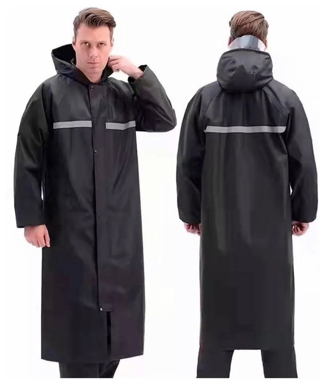 Impermeable Motociclista Negro Reflejantes, Traje De Agua