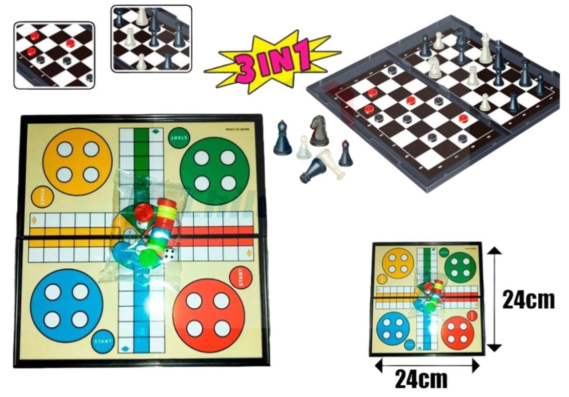 Juego De Mesa Magnetico 3 En 1 Ludo Damas Ajedrez