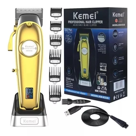 Cortadora de pelo Kemei KM-53S dorada 110V/240V