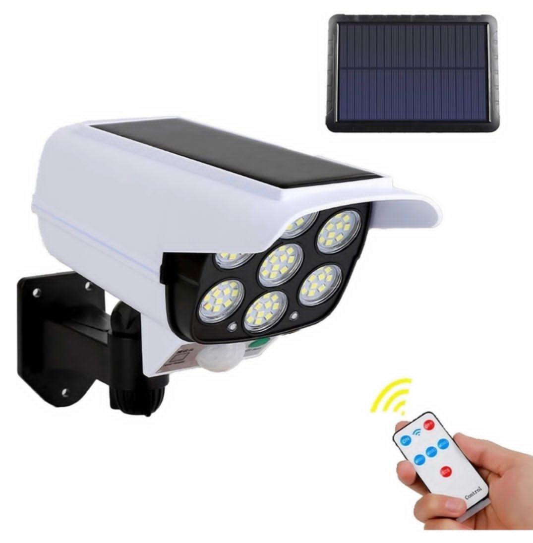 Lampara Foco Solar  Led Falsa Camara Seguridad Sensor