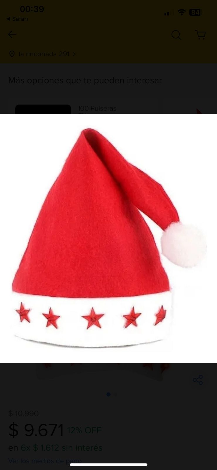 Pack X12 Gorro Gorros De Navidad Con Luces Led