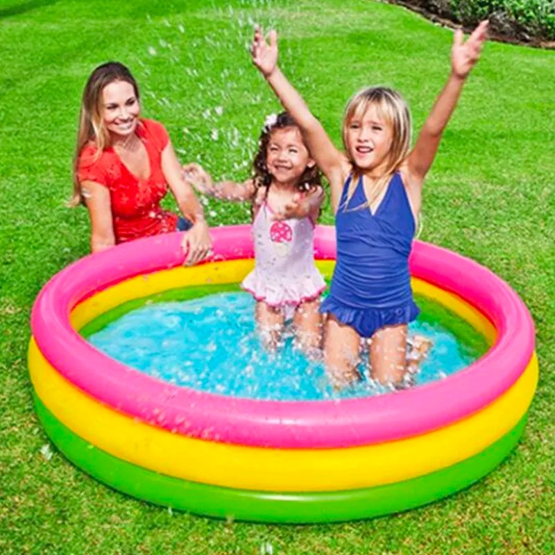 Piscina Inflable Plástico Bebe 3 Anillos 90 Cms Verano redonda