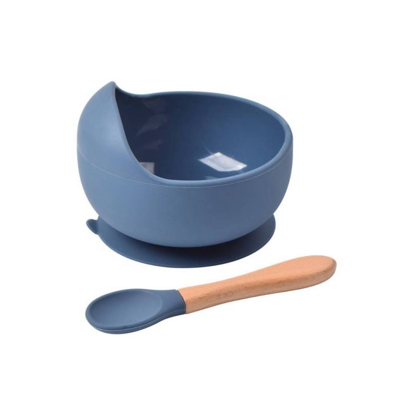 Plato Bowl De Silicona + Cuchara Para Bebés Y Niños