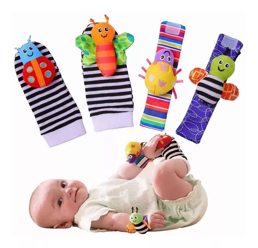 Set Calcetines Y Pulseras Estimulante Sonajero Bebe,4 P - Gianpa Variedades