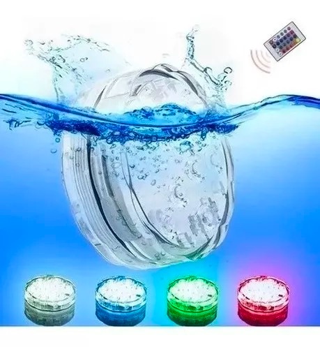 Pack 2 Foco Luz Led Rgb Sumergible En Agua + Control Remoto