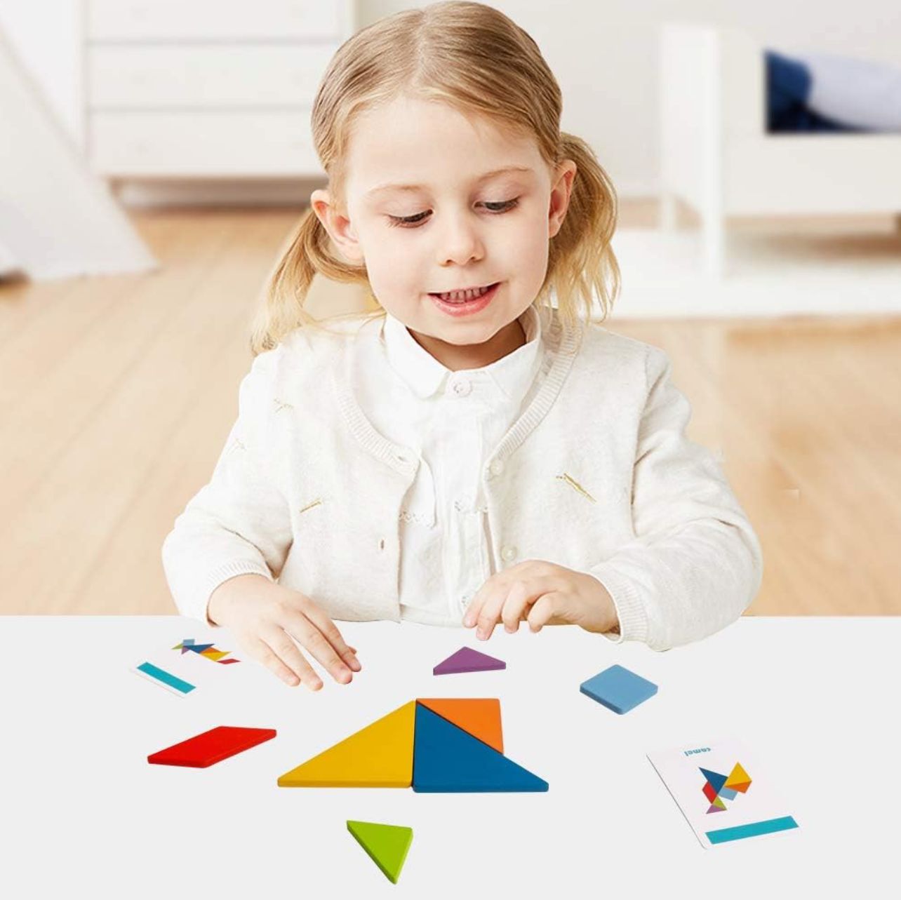 Juego Didáctico Tangram 3d Rompecabezas  En Madera niños Montessori