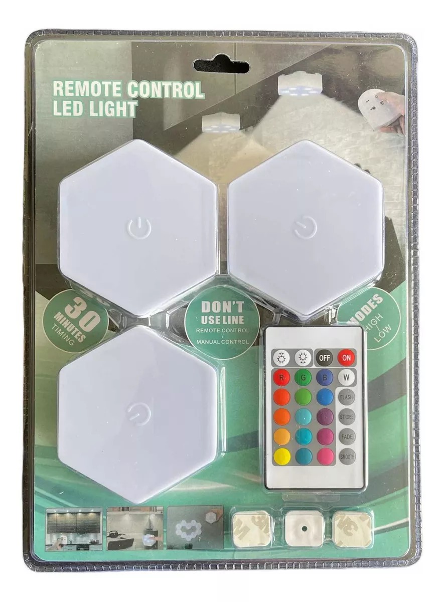 Lampara De Pared Hexagonal Con Sensor Tactil/control Remoto