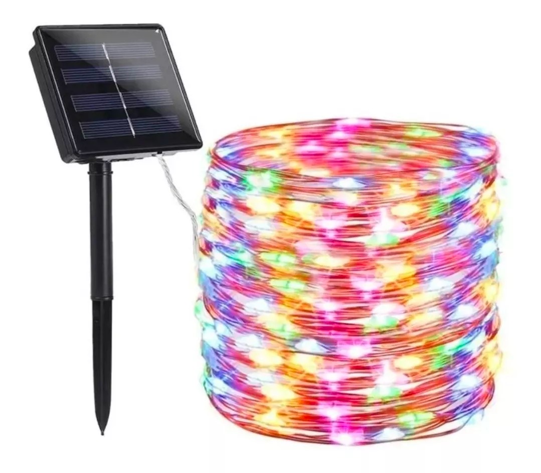 Guirnalda 200 Led Alambre Hada Rbg Boda 20m Multicolor Solar