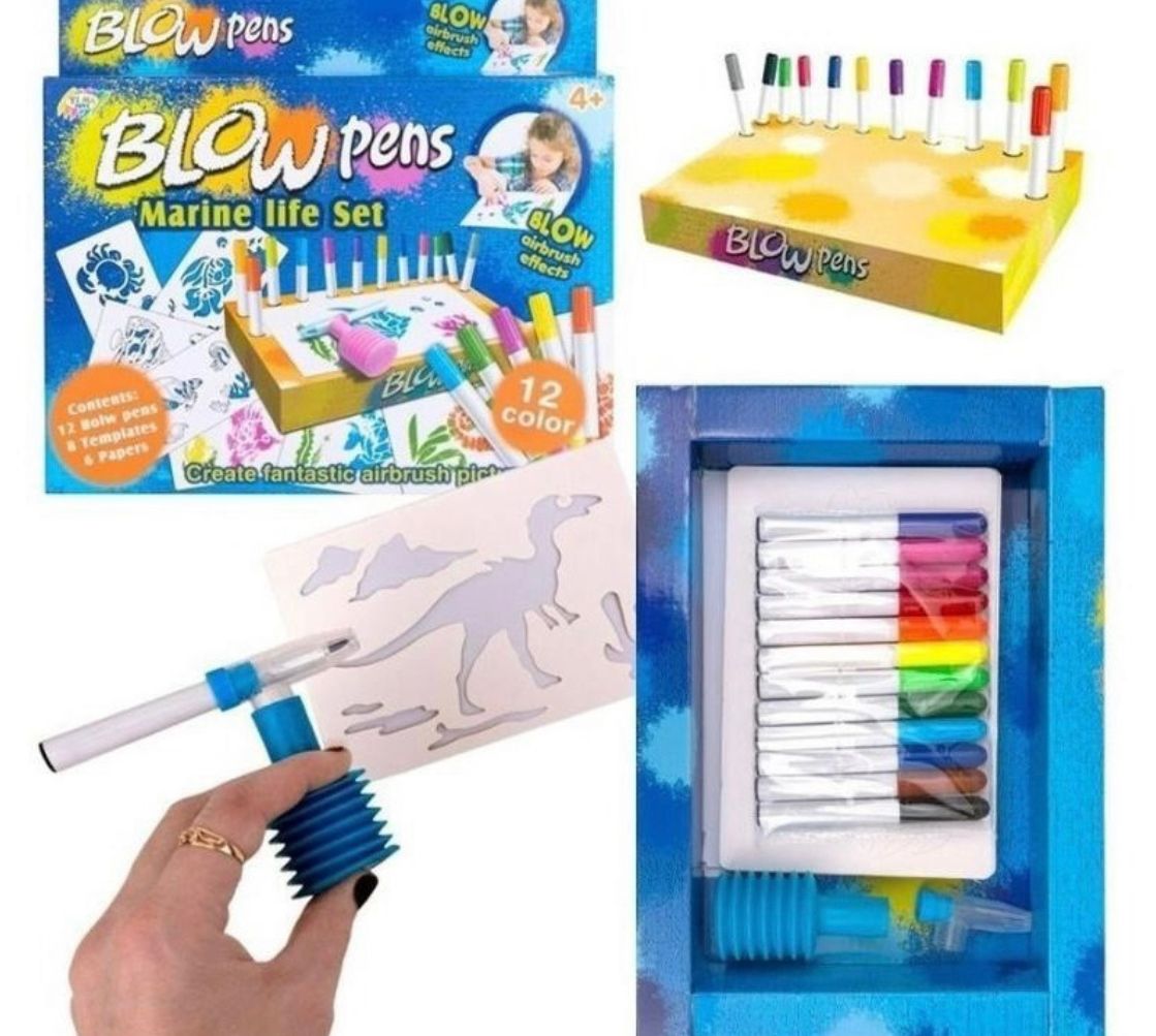 Set Aero-plumones Para Niños / Blow Pens 12