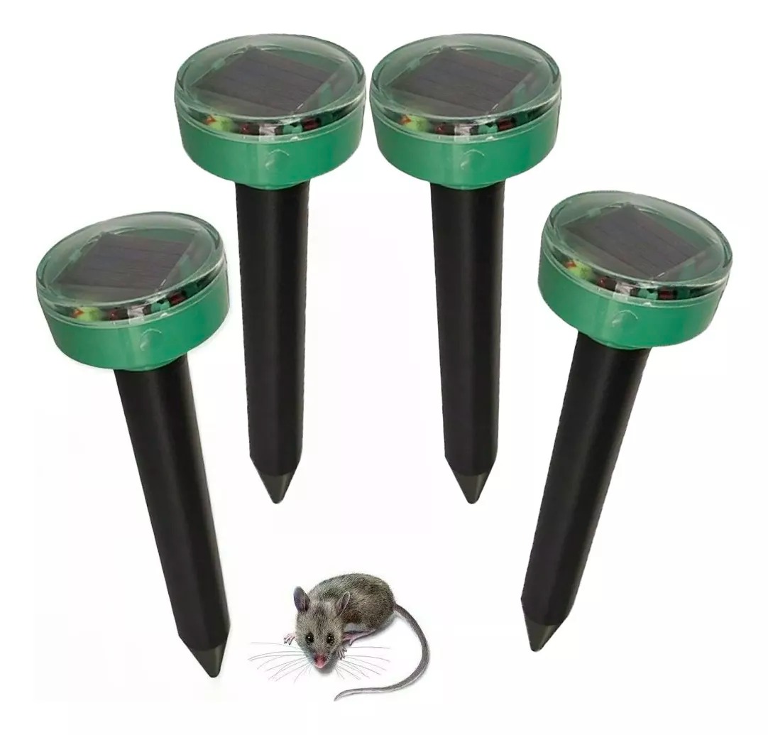 4pcs Repelente Ratas Ratones Roedores Estacas Solar Luz Led