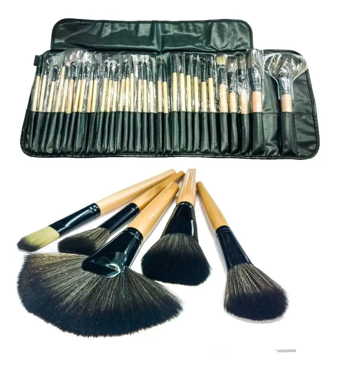 Set 32 Pinceles Y Brochas Maquillaje + Bolso Organizador