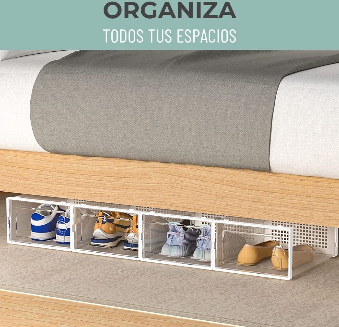 Caja Organizador De Zapatos    1 Unidad Apilable Firme Transparente