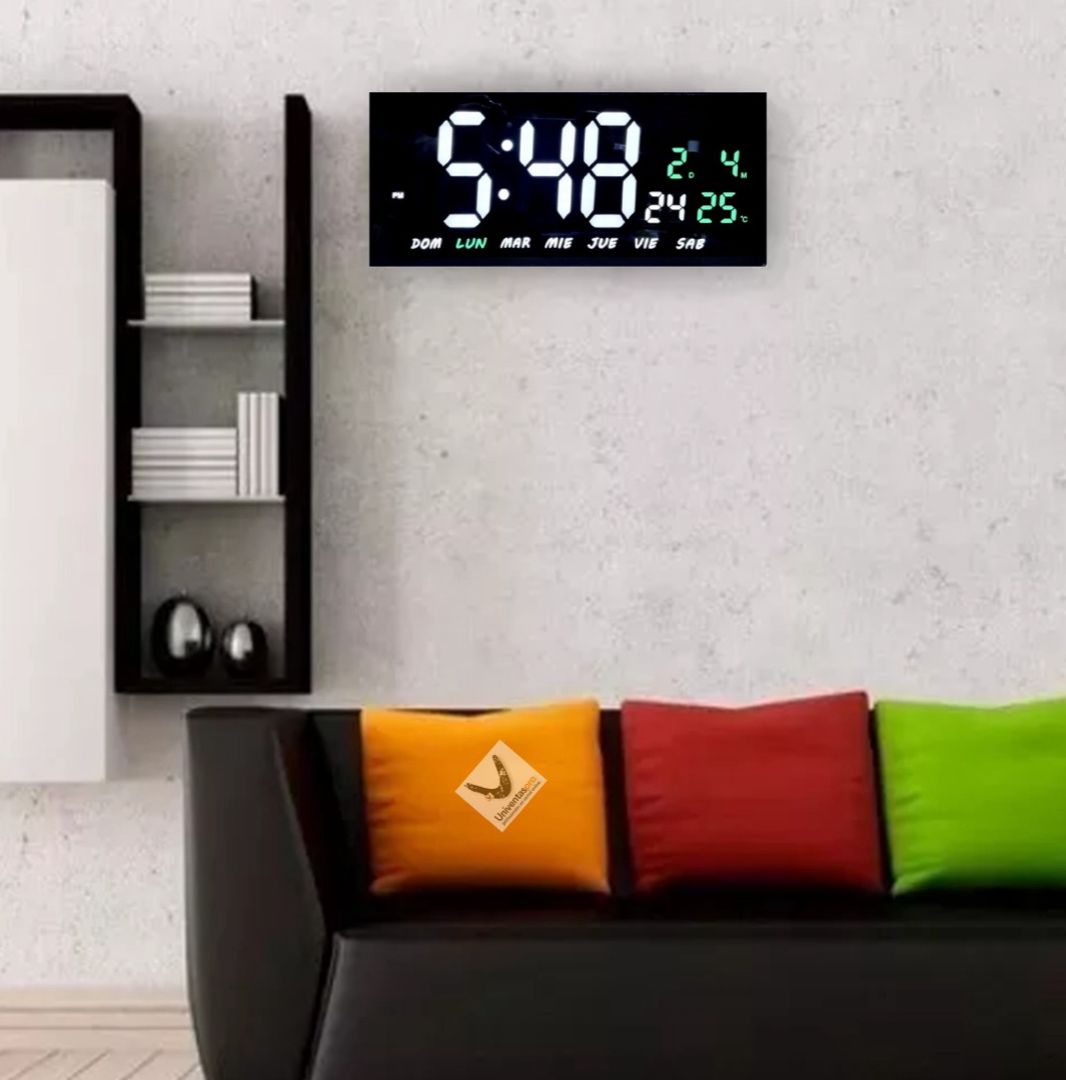 Reloj Digital LED de Pared con Calendario Fecha Temperatura