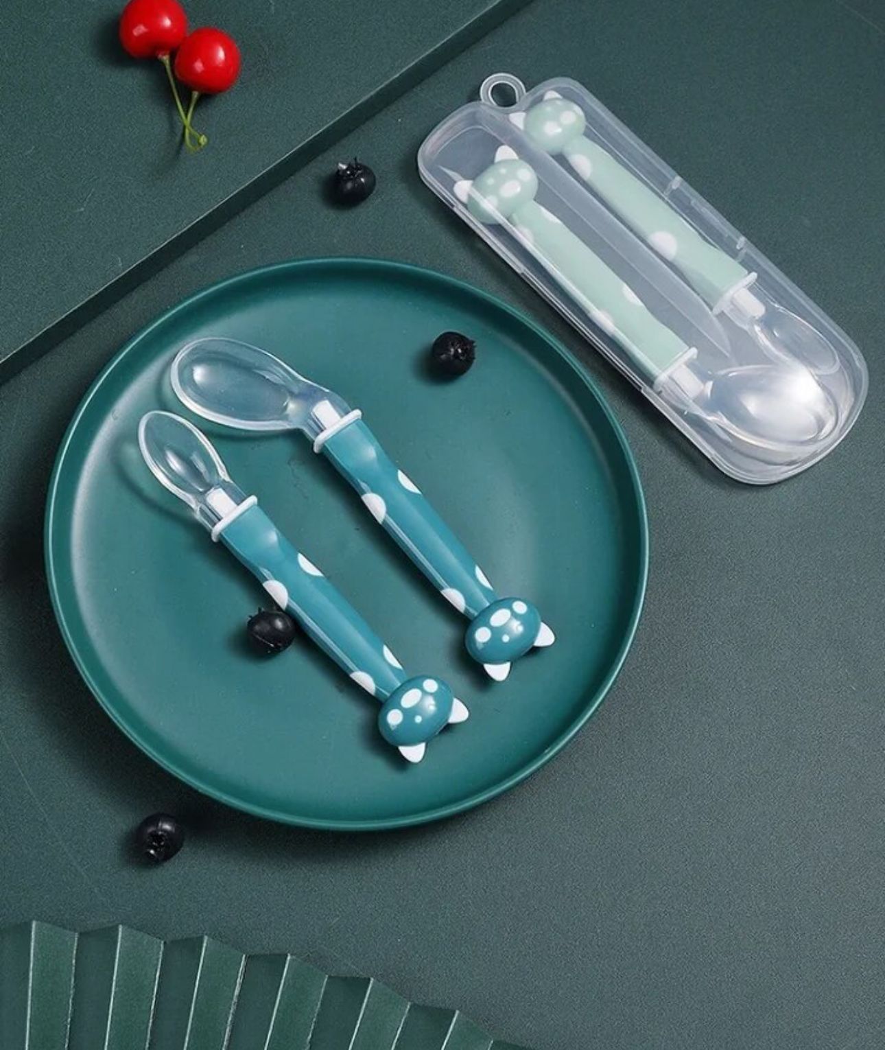 Set De Cucharas De Silicona Aprendizaje Bebé 2pcs