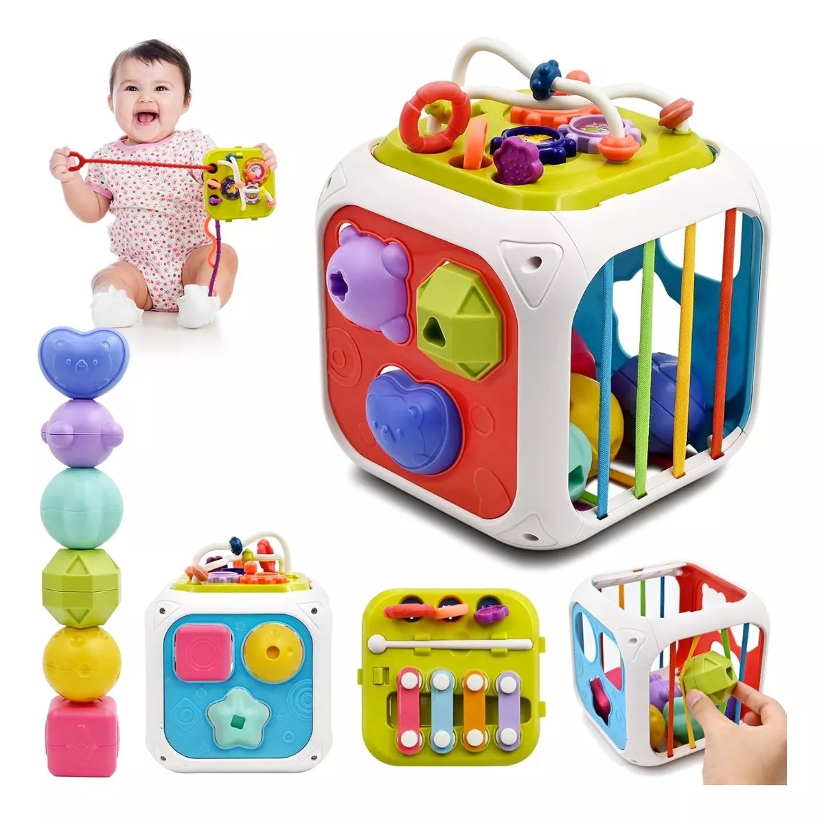 Juego De Enseñanza Para Bebés Con Cubo De Actividades 7 En 1