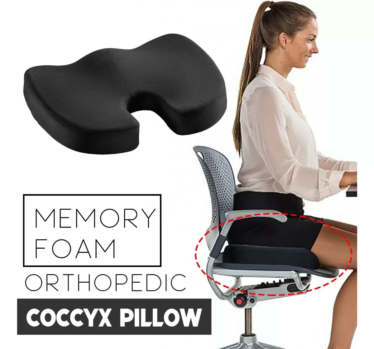 Cojín Asiento De Coche Ofic. Ergonómico Coxis Ortopédico
