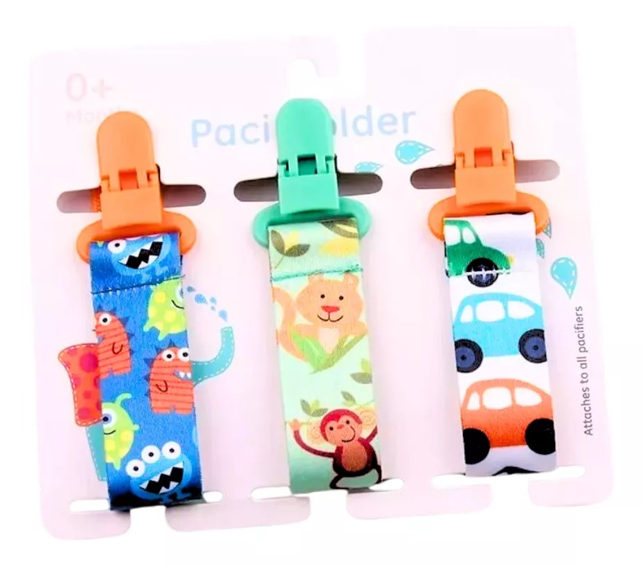 Set 3 Prendedor Sujetador Porta Chupetes De Tela