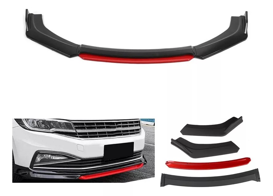 Front Lip 4 Piezas Universal Negro Mate