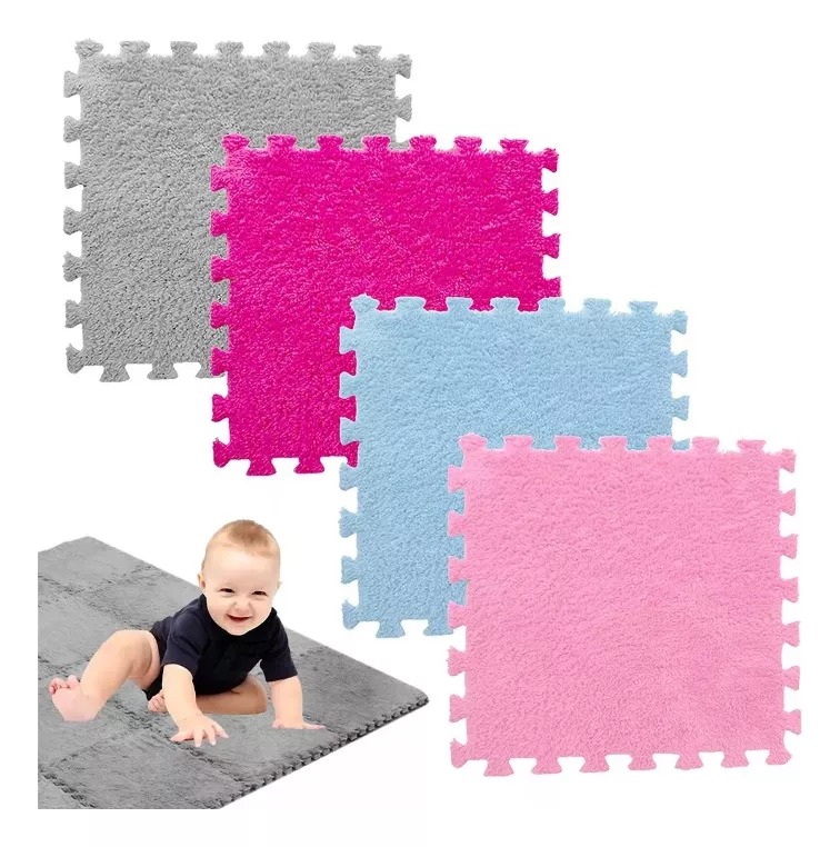 Pack X10 Alfombras Goma Eva Peluda Piso Felpa 30x30cm