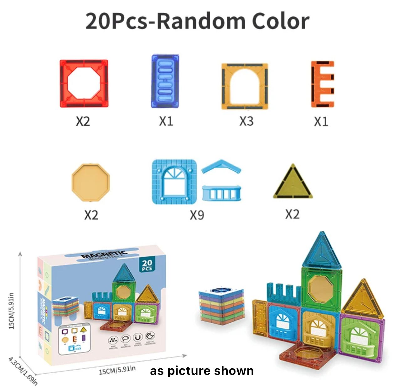 Bloques Magnéticos 20 Pcs. Magnetic Building Tiles