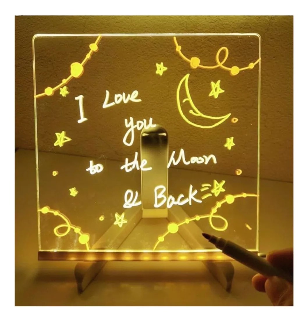 Pizarra Led Acrilica 20x30 Cm Transparente C/ Luz + Plumones