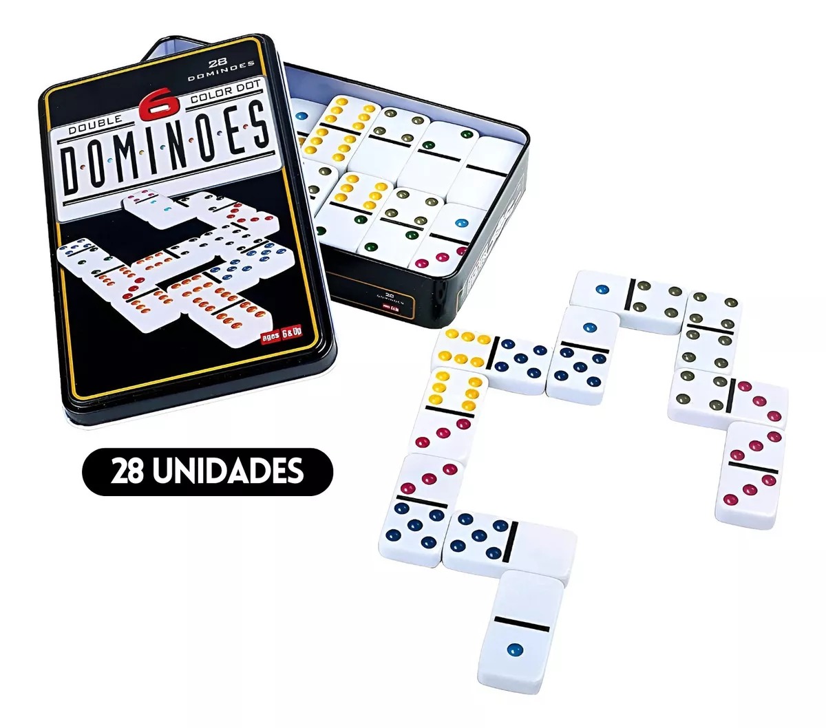 Dominó Doble De 6 Puntos De Color Juego De 28 Piezas