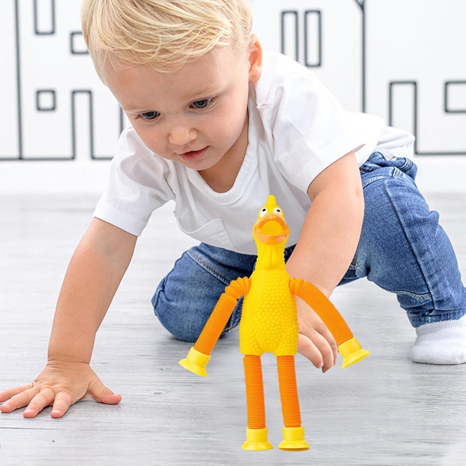 Pollo Chillón Estirable Con Luz led telescópico para niños