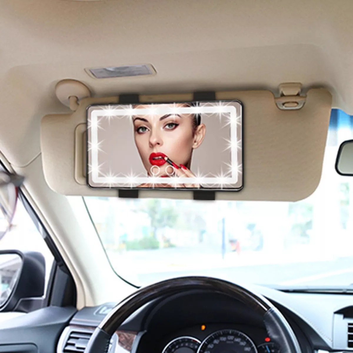 Espejo De Maquillaje De Visera De Coche Con 3 Modos Luz Led