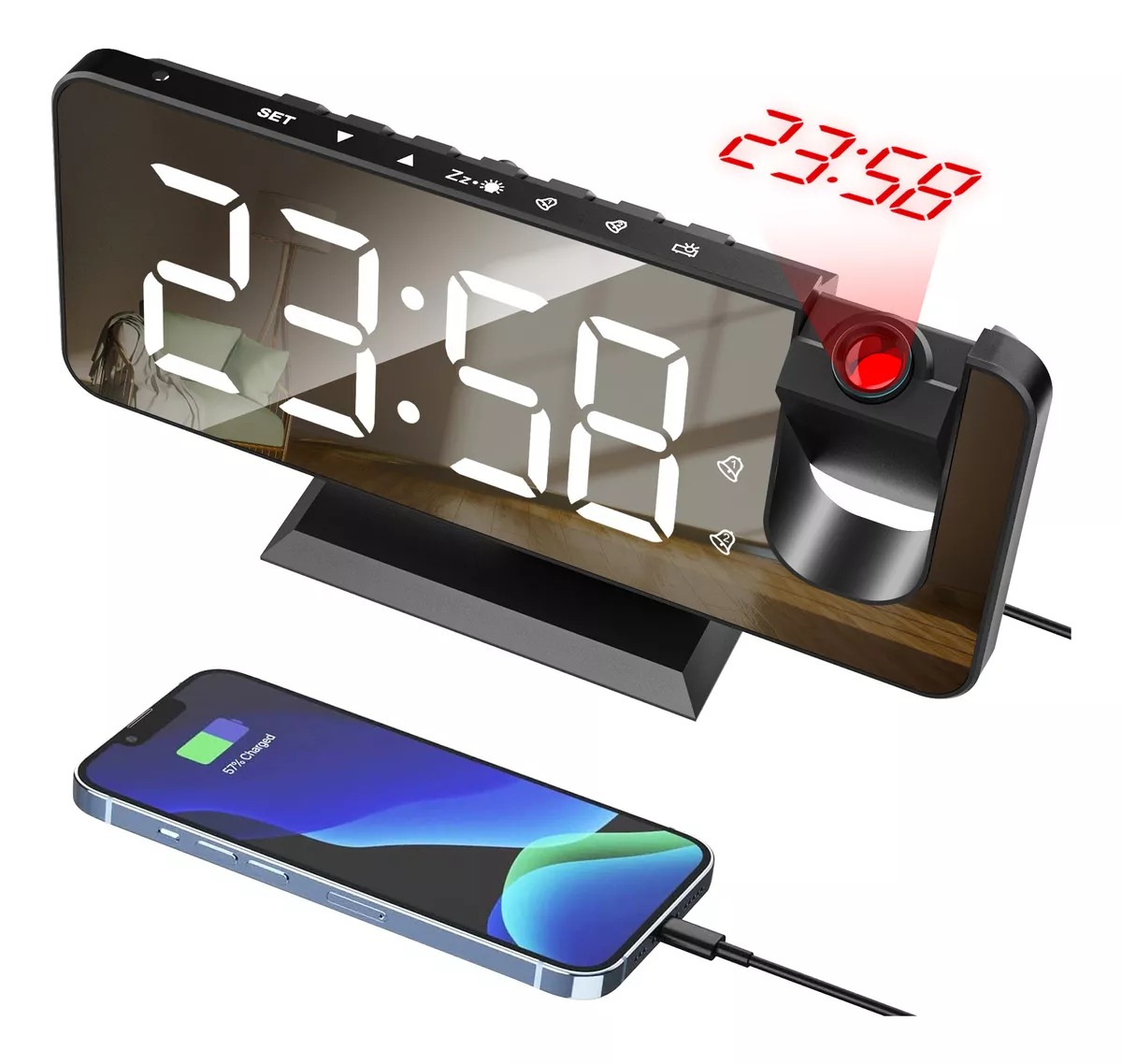 Reloj Despertador Led Con , Proyector Y Pantalla