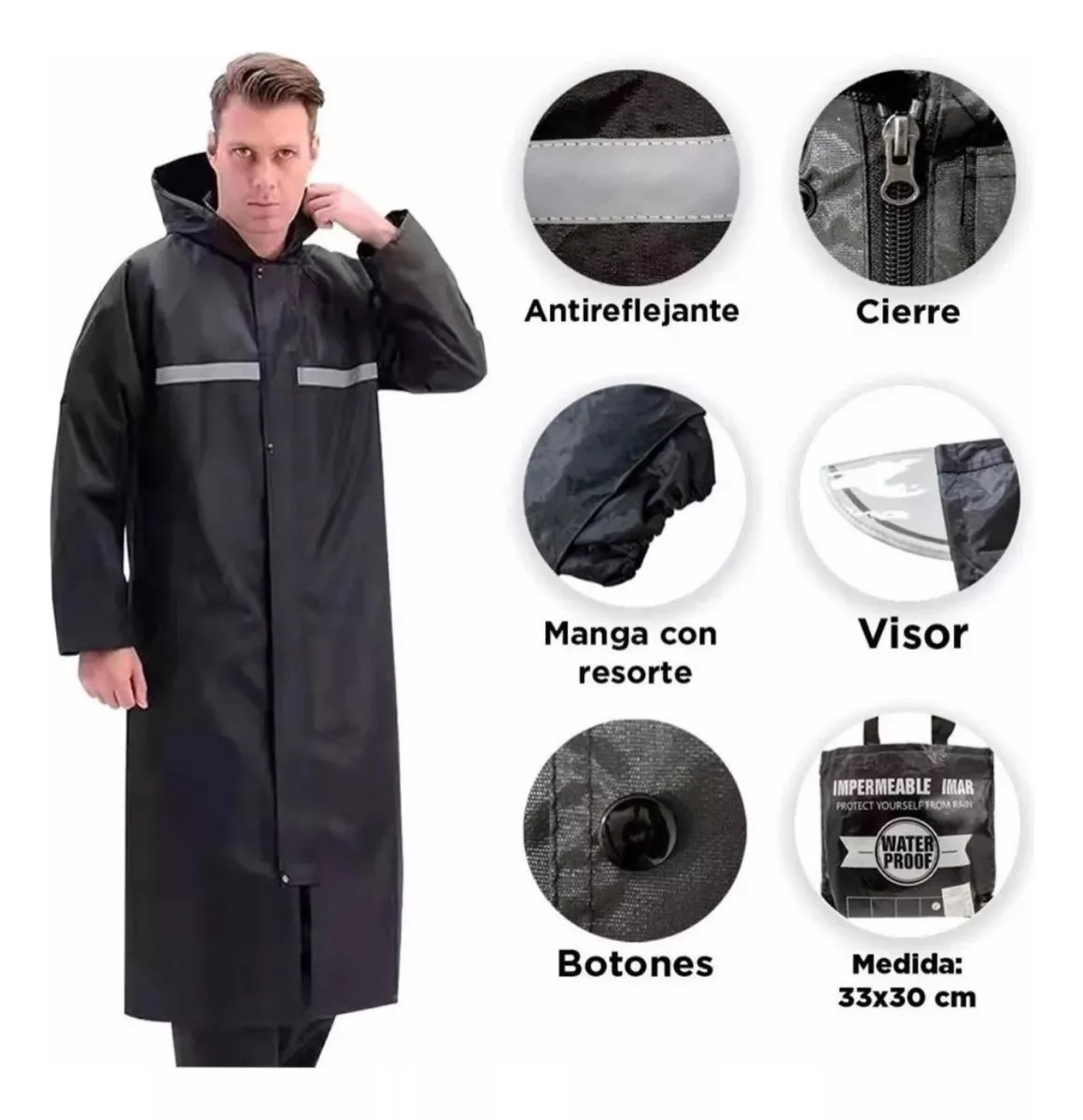 Poncho Resistente Impermeable Pvc Capa Para La Lluvia