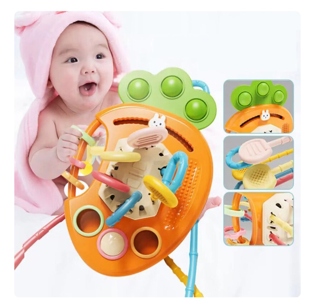 Juguete Sensorial Montessori 3en1 Para Bebé Diseño Zanahoria