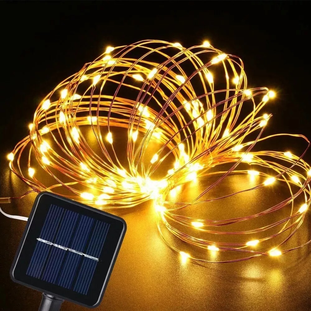 Luz Hada Carga Solar 100 Led Luz Cálida