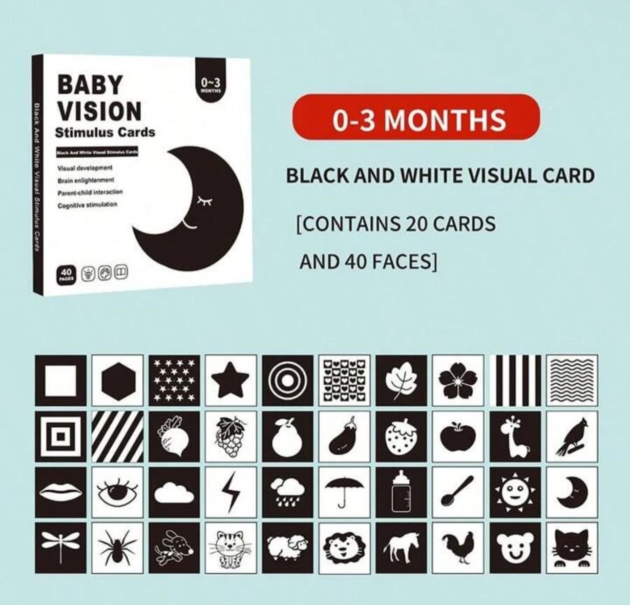 Tarjeta Estimulación Visual Bebés Montessori