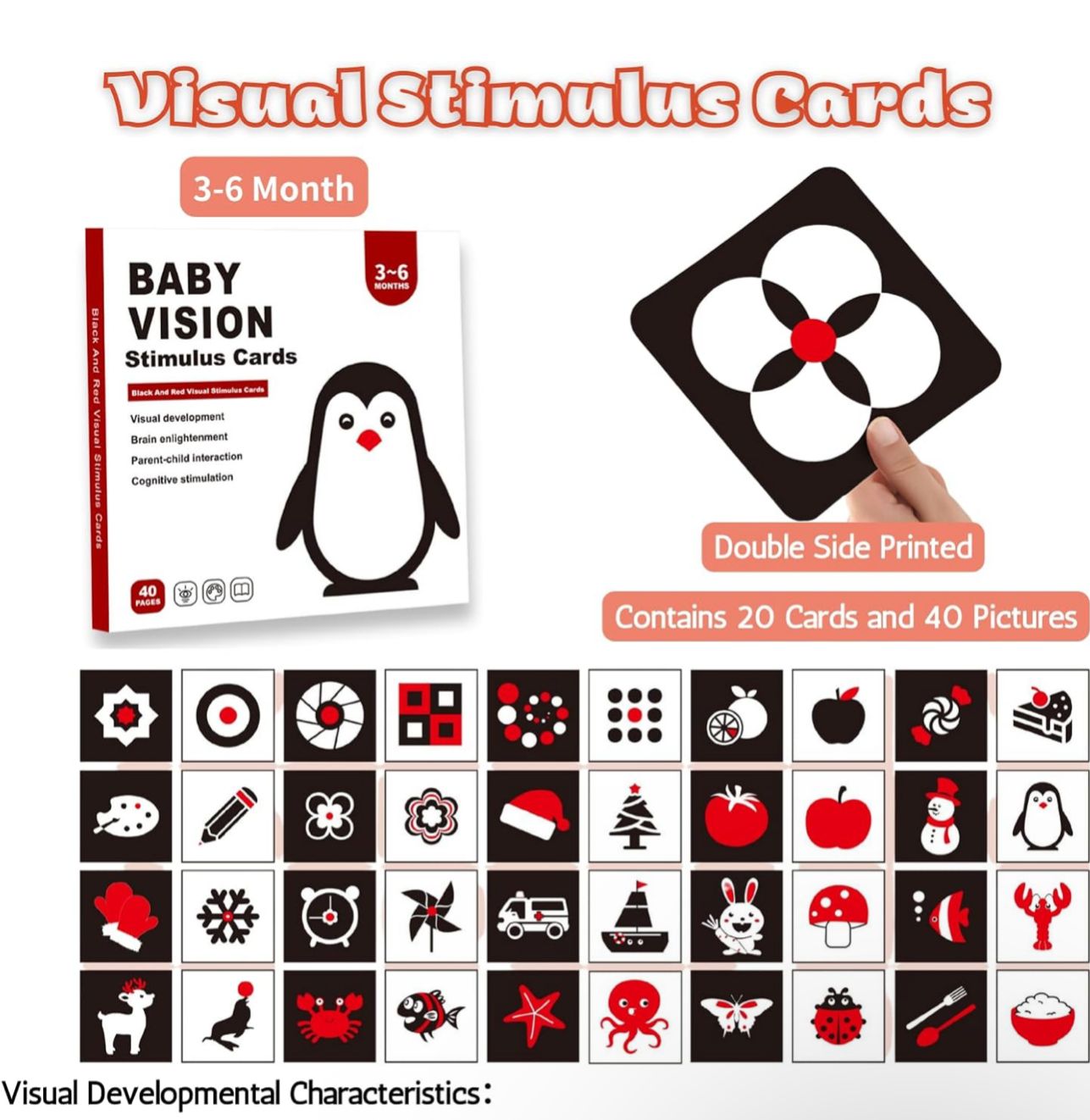 Tarjeta Estimulación Visual Bebés 3-6 mes