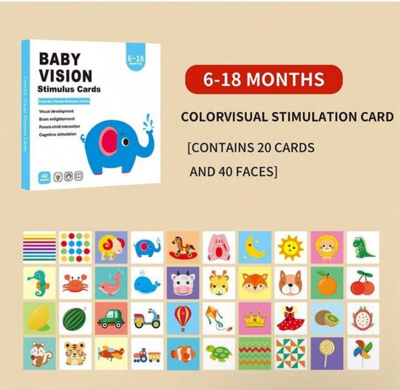 Tarjeta Estimulación Visual Bebés 6-18 mes