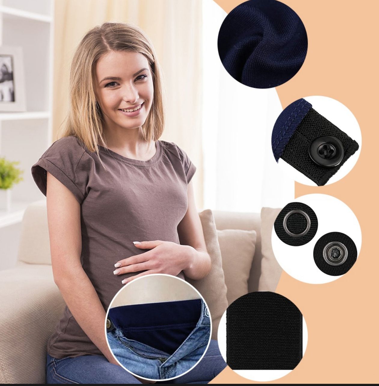 Set 5 Extensores De Pantalón Bandas Para Embarazo Maternidad