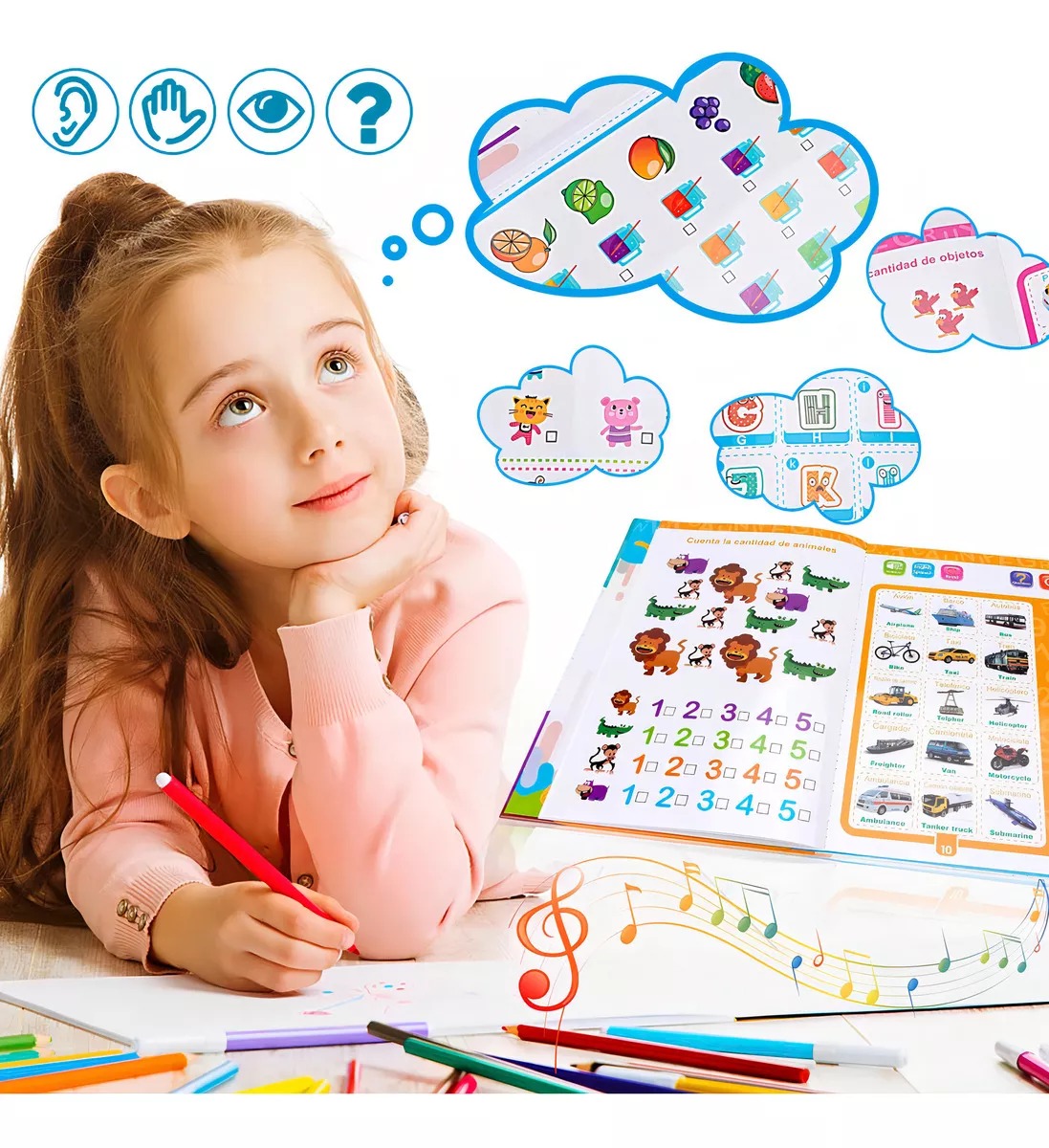 Libro Didáctico Interactivo Aprendizaje Bilingüe Niños