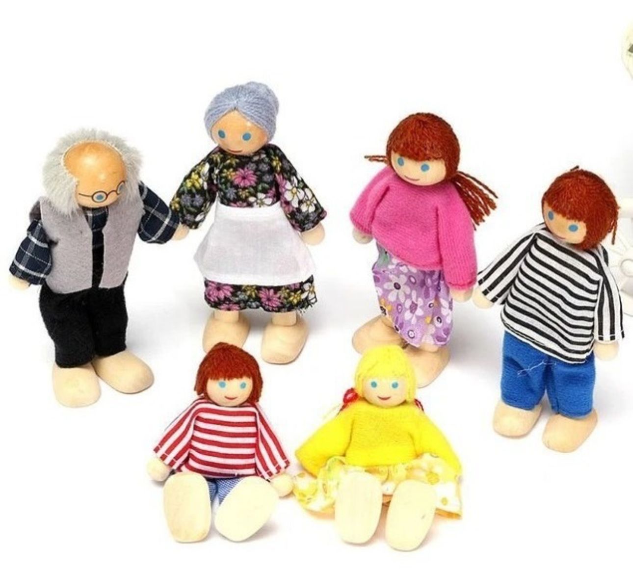 Juguete Set Mini Familia 6 Piezas Madera Pedagogia Activa