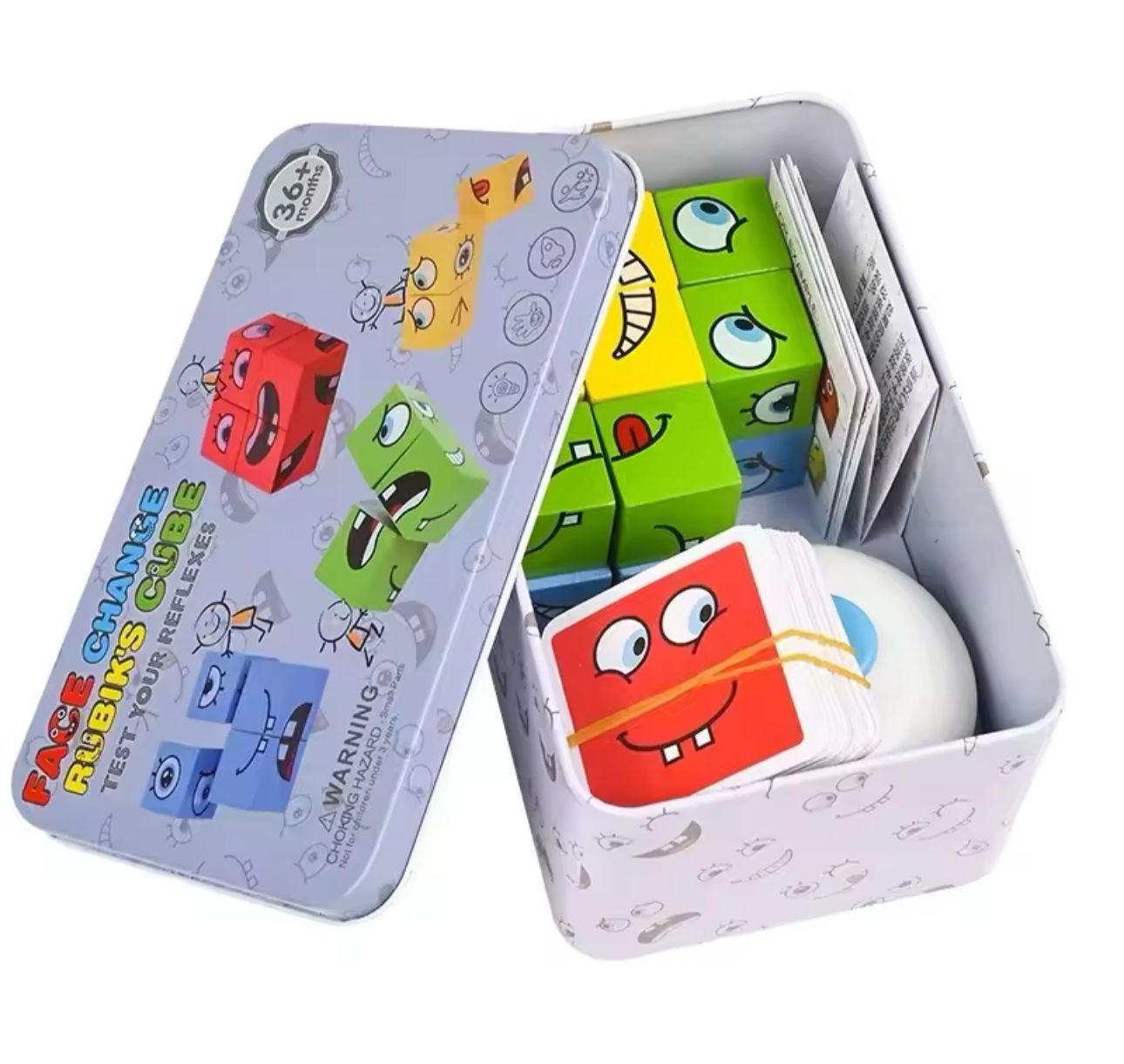 Juego De Cubos Armar Caras Con Timbre Face Change Rompecabez