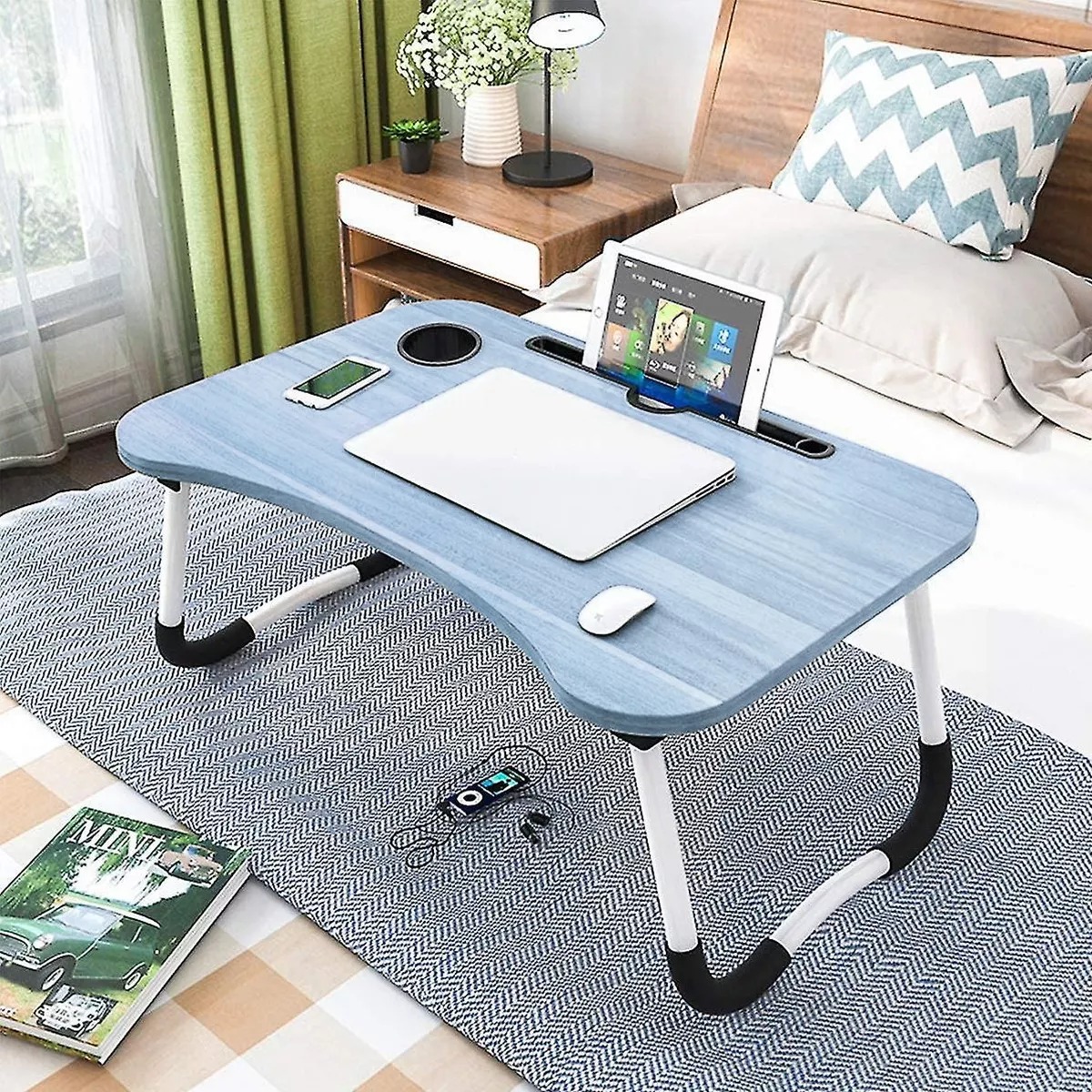 Mesa Plegable Para Cama Y Notebook Multifuncionales Madera