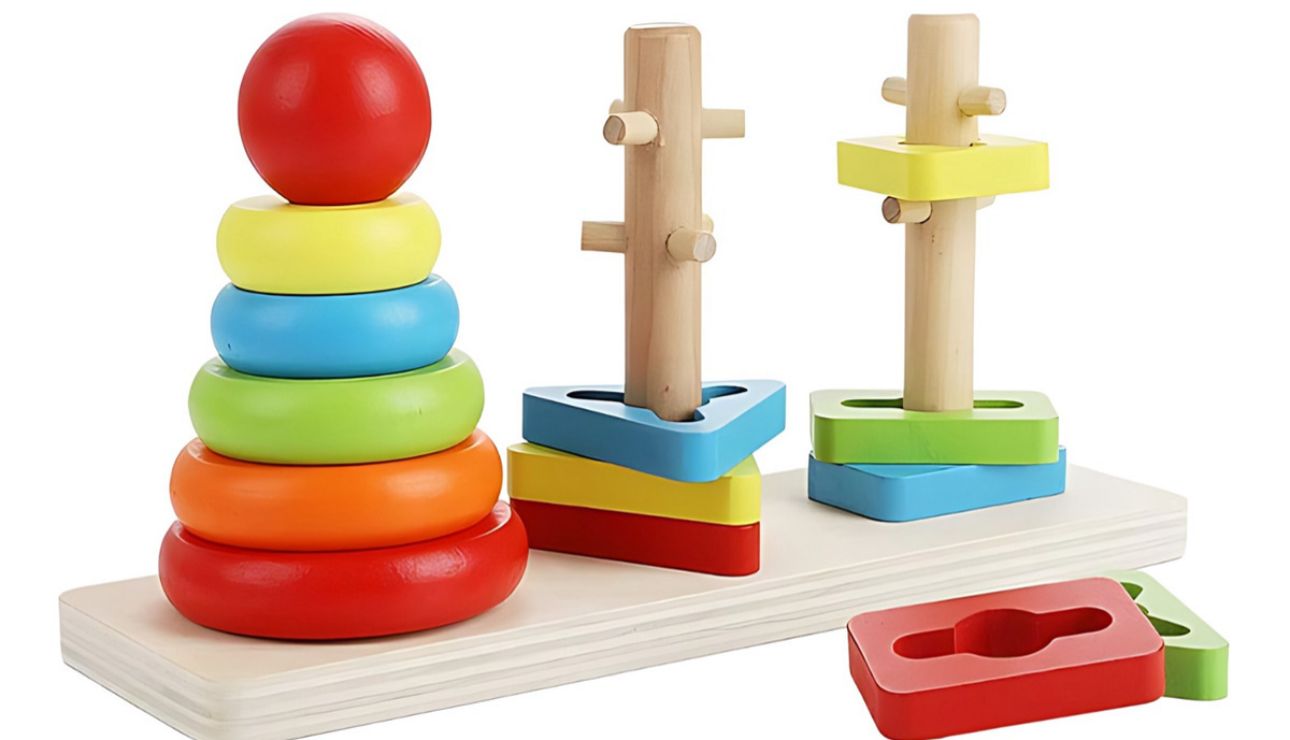 Juguete Torre De Encaje Con Dificultad De Madera Montessori